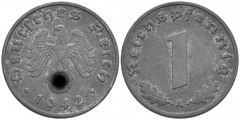 ГЕРМАНИЯ 1 РЕЙХСПФЕННИГ 1942 А KM 97, J. 369 цинк 4547-1218