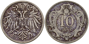 Австрия 10 геллеров 1895 Франц Иосиф I (1848-1916) (1848-1916) KM 2802 никель 4158-516