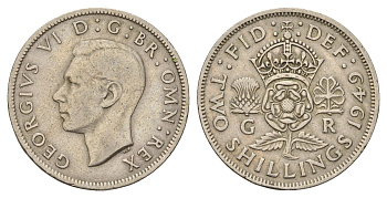 Великобритания 2 шиллинга (флорин) 1949 Георг VI (1936-1952) KM 878, Spink 4107 медно-никель 4183-334