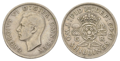 Великобритания 2 шиллинга (флорин) 1949 Георг VI (1936-1952) KM 878, Spink 4107 медно-никель 4183-334