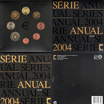 Португалия годовой евронабор из 8 монет (1, 2, 5, 10, 20 и 50 евроцентов; 1 и 2 евро) 2004 в оригинальном буклете KM MS34 (740, 741, 742, 743, 744, 745, 746 и 747) BU 8-2-05-71