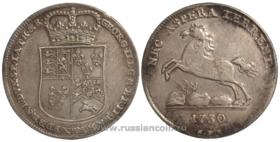 Брауншвейг-Каленберг-Ганновер 1 талер 1730 Георг II (1727-1760) Dav 2086 серебро 00-000-00