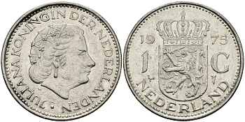 Нидерланды 1 гульден 1975 Юлиана (1948-1980) KM 184а никель 94-637