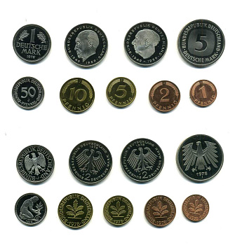 ФРГ набор из 9 монет 1978 J (1, 2, 5, 10, 50 пфеннигов, 1, 2, 2, 5 марок) PROOF N5-29