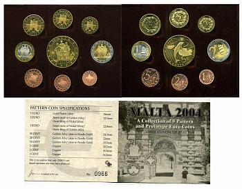 Мальта евронабор из 9 монет (с 5 евро) 2004 пробники, PROBA, в оригинальной коробке, с сертификатом    PROOF  4-3-4-13