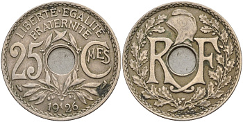 Франция 25 сантимов 1926 KM 867a, Le Franc 171.7 медно-никель 4143-426