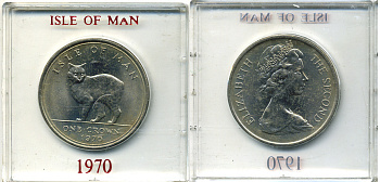 Остров Мэн 1 крона 1970 кошка Мэна, в оригинальной пластиковой коробке KM 18 медно-никель UNC 6-6-1-37