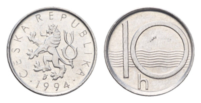 Чехия 10 геллеров 1994 KM 6 алюминий UNC 4674-116
