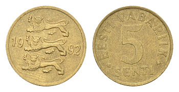 Эстония 5 сентов 1992 KM 21 латунь 4668-631