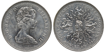 Великобритания 25 пенсов 1980 80 лет королеве Елизавете-королеве матери, Елизавета II (1952-2022) KM 921, Spink 2228 медно-никель аUNC 4125-322