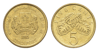 Сингапур 5 центов 1985 KM 50 алюминиевая бронза 4640-518