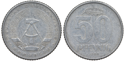 ГДР 50 ПФЕННИГОВ 1958 алюминий 62-625