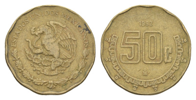 Мексика 50 сентаво 1992 KM 549 алюминиевая бронза 4664-758