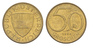 Австрия 50 грошей 1986 KM 2885 алюминиевая бронза UNC 4124-353