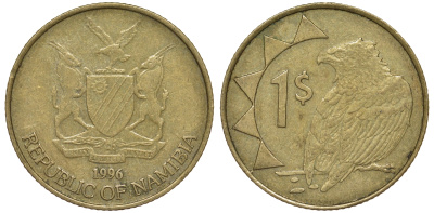 Намибия 1 доллар 1996 орел KM 4 латунь 4163-1046