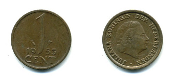 Нидерланды 1 цент 1953 Юлиана (1948-1980) КМ 180 бронза 76-249