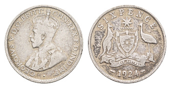 Австралия 6 пенсов 1924 Георг V (1910-1936) KM 25 серебро 1518-841