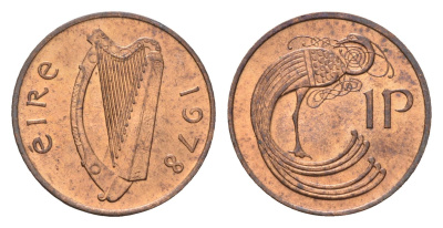 Ирландия 1 пенни 1978 мифологическая птица лира KM 20 бронза 4690-365
