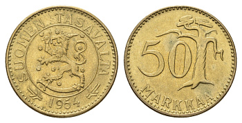 Финляндия 50 марок 1954 KM 40 алюминиевая бронза UNC 84-845