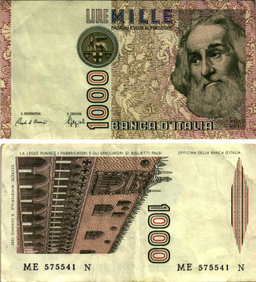 Италия 1000 лир 1982 Дворец дожеи?, Марко Поло Pick 109b 6281-26-4-1