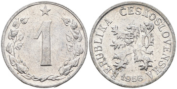 Чехословакия 1 геллер 1956 KM 35 алюминий 4152-627