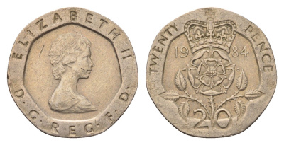 Великобритания 20 пенсов 1984 Елизавета II (1952-2022) KM 931, Spink 4230 (G1) медно-никель 4696-837