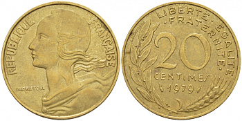 ФРАНЦИЯ 20 САНТИМОВ 1979 KM 930 медь алюминий никель 3856-1122