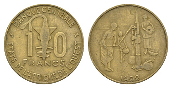Западная Африка (BCEAO) 10 франков 1999 Центральный банк государств Западной Африки KM 10 медь алюминий никель 4642-246