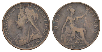 Великобритания 1 пенни 1900 Виктория (1837-1901) KM 790, Spink 3961 бронза 4634-915