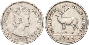 Маврикий 1/2 рупии 1975 KM 37 медно-никель 4141-545