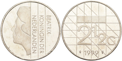 Нидерланды 2 1/2 гульдена 1999 Беатрикс (1980-2013) KM 206 никель 4593-734