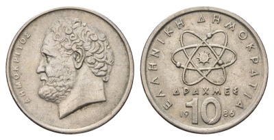 Греция 10 драхм 1986 Демокрит KM 132 медно-никель 4695-651