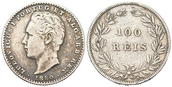 Португалия 100 реалов 1880 Луиш I (1861-1889) KM 510 серебро 4617-148