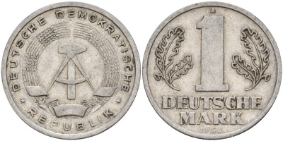 ГДР 1 марка 1956 A KM 13 алюминий 117-1156