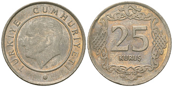 Турция 25 курушей 2013 KM 1242 медно-никель 4610-1113