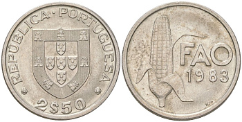 Португалия 2,5 эскудо 1983 Продовольственная программа - ФАО KM 617 медно-никель aUNC 4613-1062