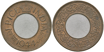 Британская Индия 1 пайс 1944 Георг VI (1936-1952) KM 533 бронза 33-1122