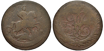 Россия 2 копейки 1759 красный монетный двор, Елизавета Петровна (1741-1762) Биткин 393 медь 1096-3-63