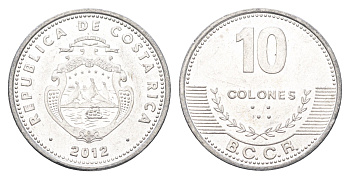 Коста-Рика 10 колонов 2012 KM 228b алюминий aUNC 4663-1011