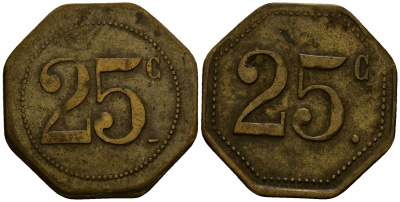 Франция 25 сантимов ND ресторанный жетон латунь 4166-432