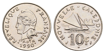 Новая Каледония 10 франков 1990 KM 11 никель UNC 4675-936