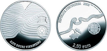 Португалия 2 1/2 евро 2008 ЮНЕСКО, ВИНОДЕЛЬЧЕСКИЙ РАЙОН АЛЬТО-ДУРО KM 825 медно-никель UNC M5-19