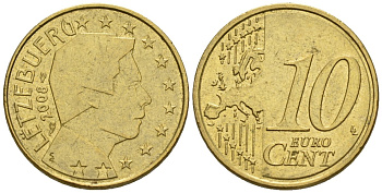 Люксембург 10 евроцентов 2008 KM 78 нордик 4147-828