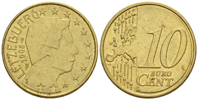 Люксембург 10 евроцентов 2008 KM 78 нордик 4147-828