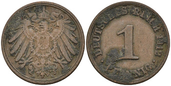 Германия 1 пфенниг 1912 A KM 10, J. 10 медь 4576-233