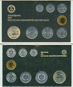 ГДР официальный набор из 7 монет + жетон 1985 тираж 4500 экземпляров, твердый пластик KM MS11 UNC 00-00
