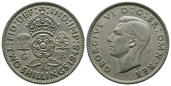 Великобритания 2 шиллинга (флорин) 1948 Георг VI (1936-1952) KM 865, Spink 4102 медно-никель 4381-1141