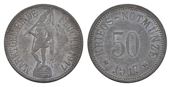 Фойхт 50 пфеннигов 1917 Funck 128.3, Men18 9130.3 цинк 5010-715