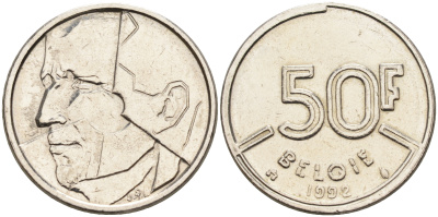 Бельгия 50 франков 1992 Belgie, Бодуэн I (1951-1993) KM 169 никель    4595-634