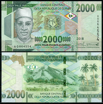 Гвинея 2000 франков 2018 мужчина, горы, пальмовые деревья Pick W48A бумага UNC (пресс) 448-130-2